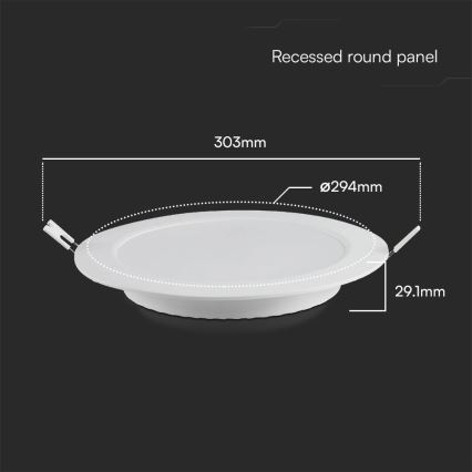 LED upotettava valo SAMSUNG CHIP LED/24W/230V 3000K halkaisija 29,4 cm valkoinen