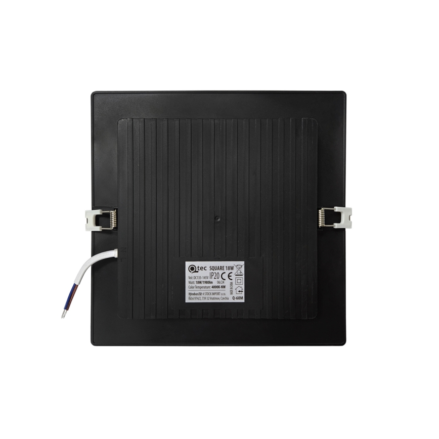 LED upotettava valo SQUARE LED/18W/230V 4000K 22x22 cm musta