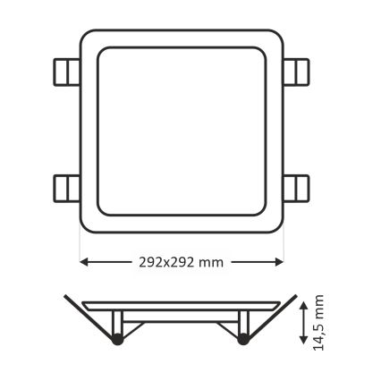 LED upotettava valo SQUARE LED/24W/230V 4200K 29,2x29,2 cm valkoinen