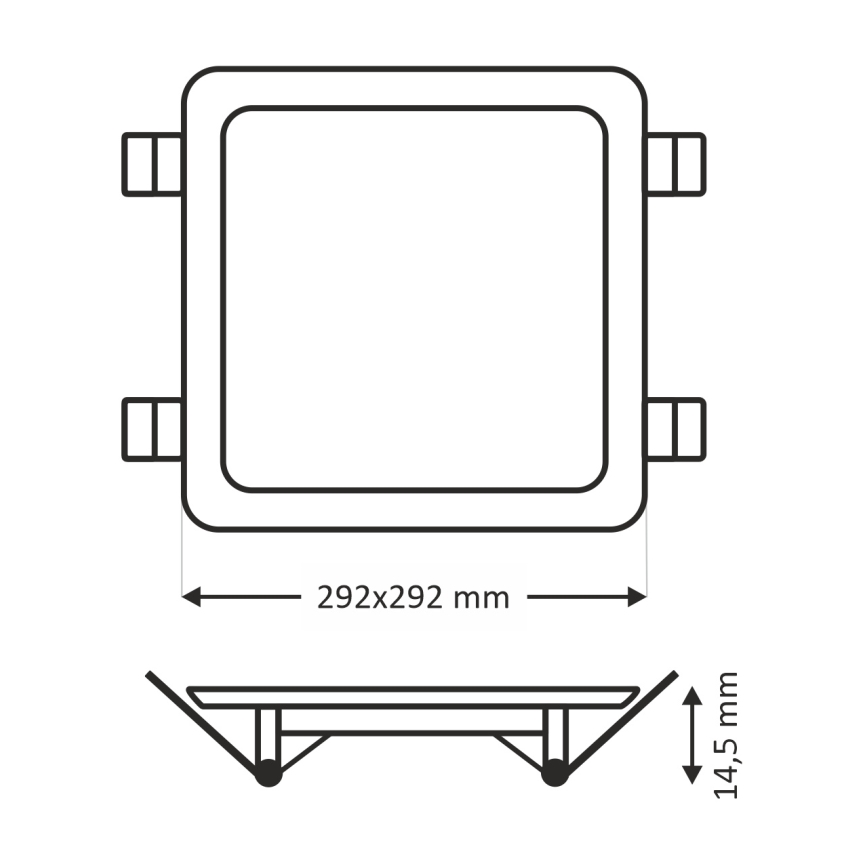 LED upotettava valo SQUARE LED/24W/230V 4200K 29,2x29,2 cm valkoinen