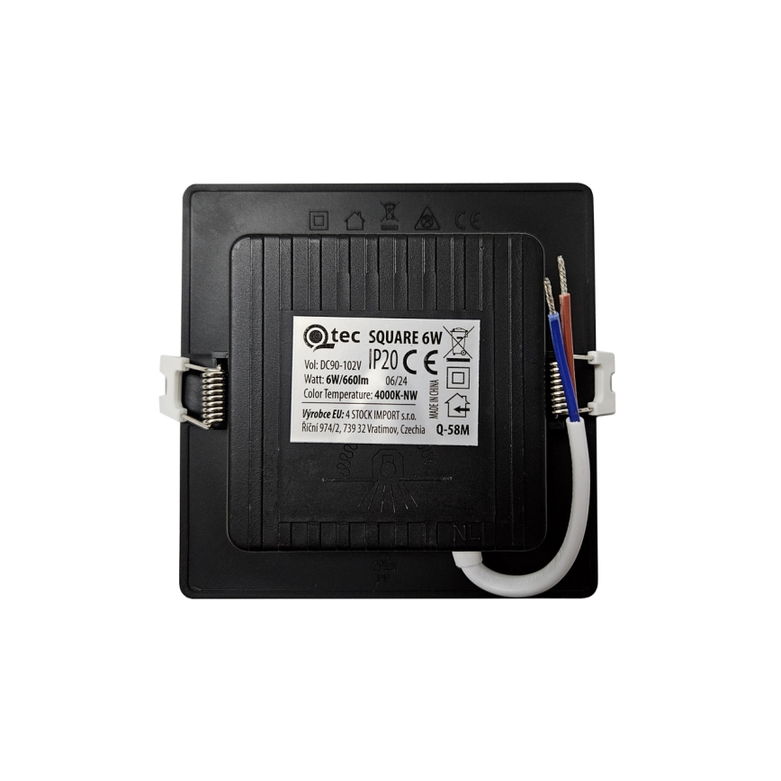 LED upotettava valo SQUARE LED/6W/230V 4000K 12x12 cm musta