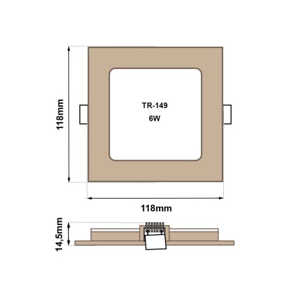 LED upotettava valo SQUARE LED/6W/230V 4200K 11,8x11,8 cm ruskea