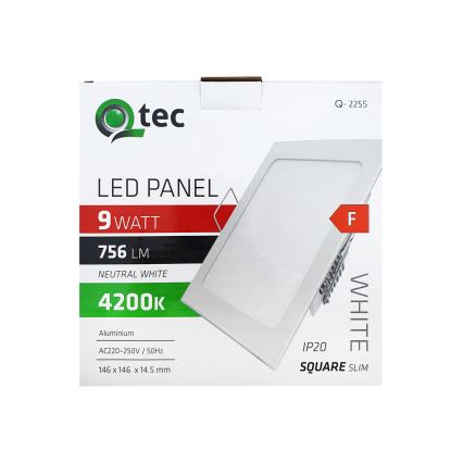 LED upotettava valo SQUARE LED/9W/230V 4200K 14,6x14,6 cm valkoinen