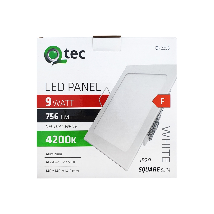 LED upotettava valo SQUARE LED/9W/230V 4200K 14,6x14,6 cm valkoinen