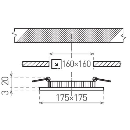 LED upotettava valo VEGA LED/12W/230V 2900/3900/5800K 17,5x17,5 cm musta