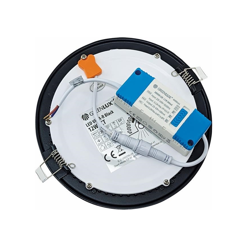 LED upotettava valo VEGA LED/12W/230V 2900/3900/5800K halkaisija 17,5 cm musta