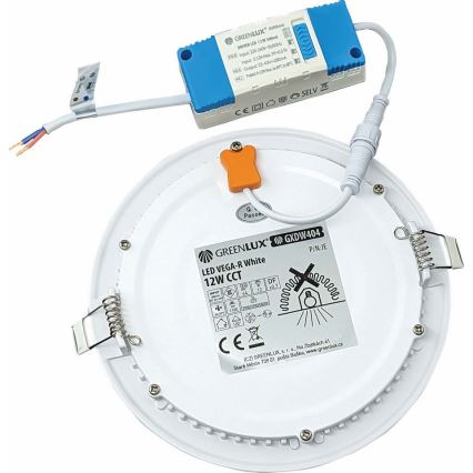 LED upotettava valo VEGA LED/12W/230V 2900/3900/5800K halkaisija 17,5 cm valkoinen
