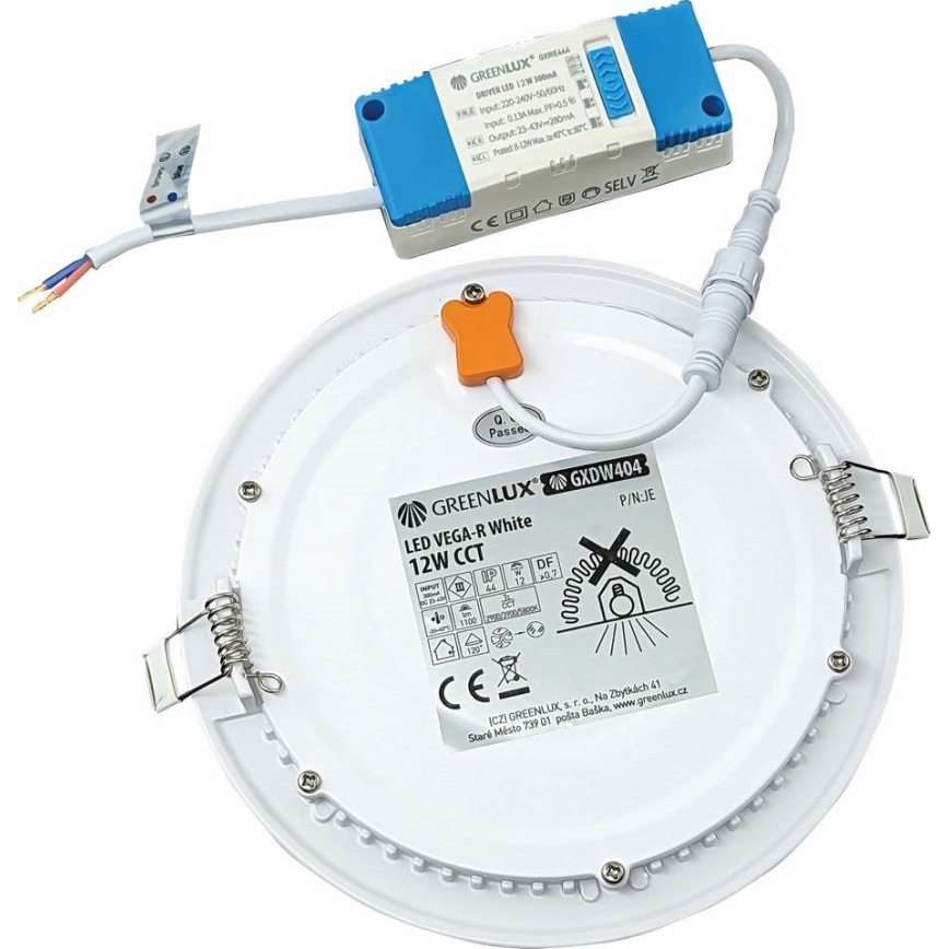 LED upotettava valo VEGA LED/12W/230V 2900/3900/5800K halkaisija 17,5 cm valkoinen