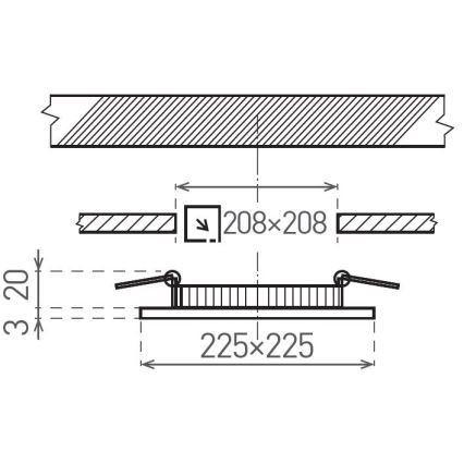 LED upotettava valo VEGA LED/18W/230V 2900/3900/5800K 22,5x22,5 cm valkoinen