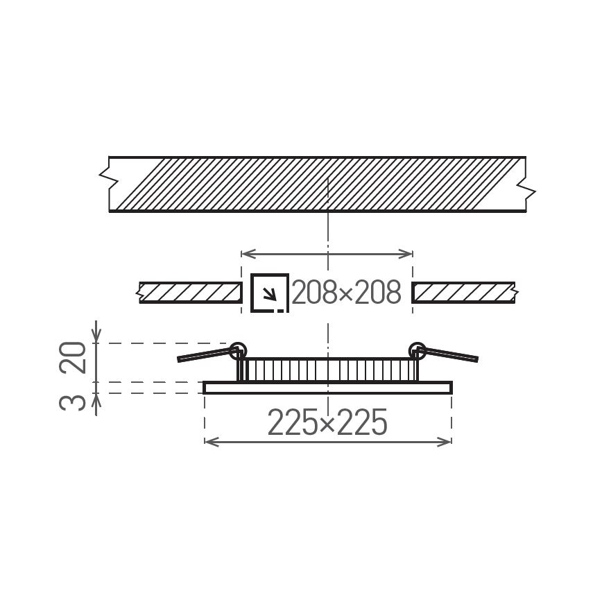 LED upotettava valo VEGA LED/18W/230V 2900/3900/5800K 22,5x22,5 cm valkoinen