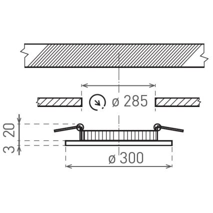 LED upotettava valo VEGA LED/24W/230V 2900/3900/5800K halkaisija 30 cm valkoinen