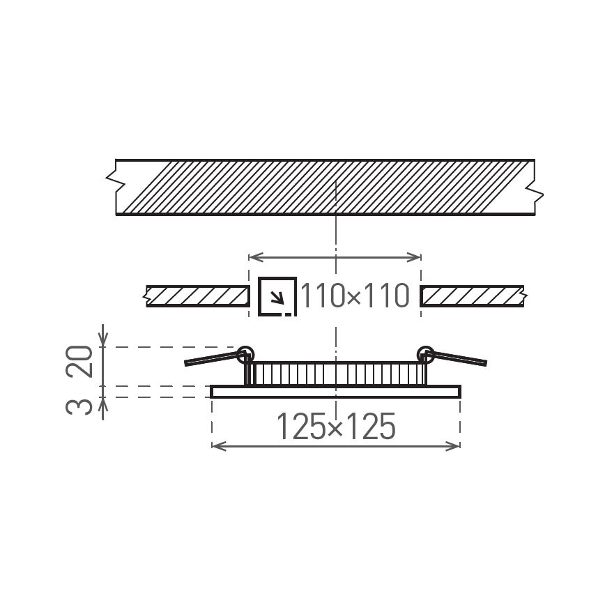 LED upotettava valo VEGA LED/6W/230V 2900/3900/5800K 12,5x12,5 cm musta