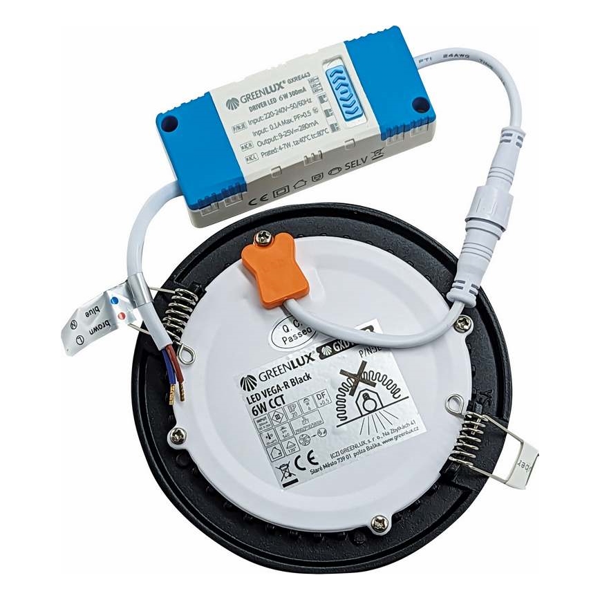 LED upotettava valo VEGA LED/6W/230V 2900/3900/5800K halkaisija 12,5 cm musta