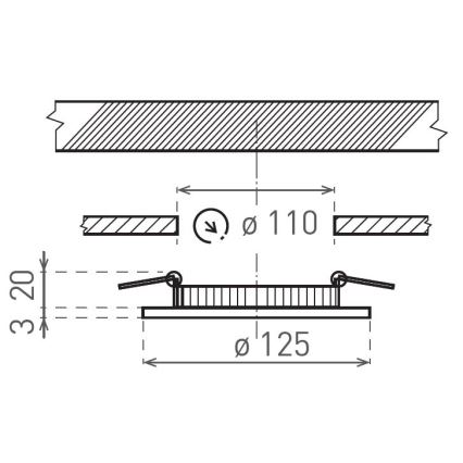 LED upotettava valo VEGA LED/6W/230V 2900/3900/5800K halkaisija 12,5 cm musta