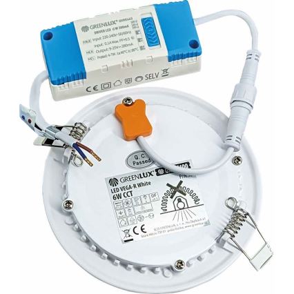 LED upotettava valo VEGA LED/6W/230V 2900/3900/5800K halkaisija 12,5 cm valkoinen