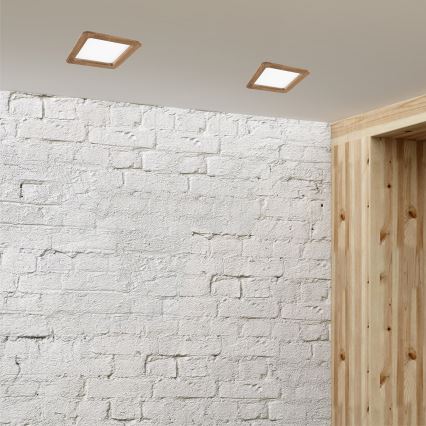 LED upotettava valo WOODY SPOT LED/17W/230V 3000K saksanpähkinä 18,5x18,5 cm