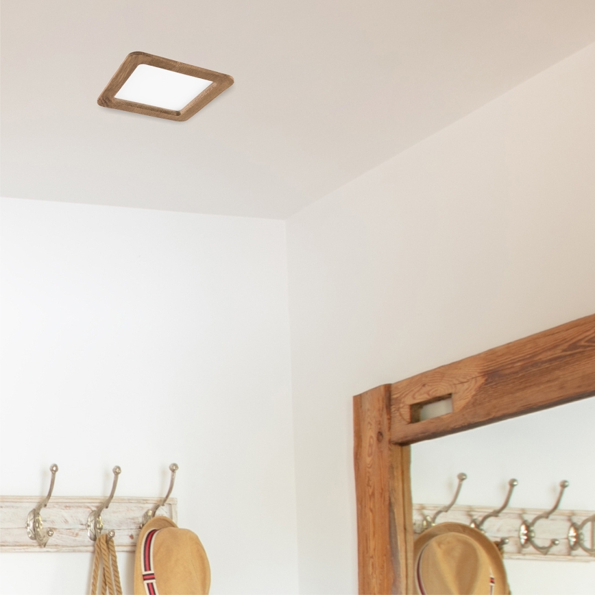 LED upotettava valo WOODY SPOT LED/17W/230V 3000K saksanpähkinä 18,5x18,5 cm