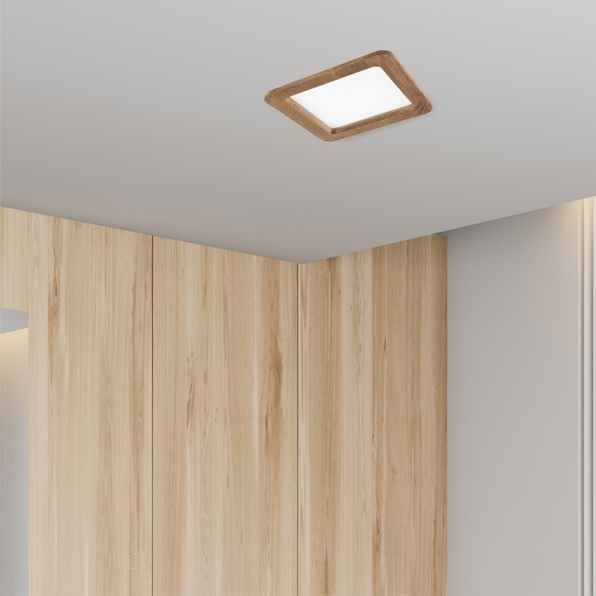 LED upotettava valo WOODY SPOT LED/17W/230V 3000K saksanpähkinä 18,5x18,5 cm
