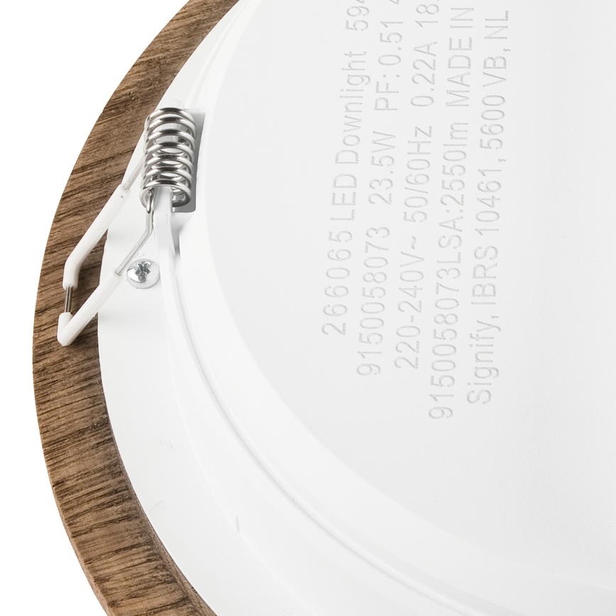 LED upotettava valo WOODY SPOT LED/23,5W/230V 4000K saksanpähkinä ø 23,5 cm