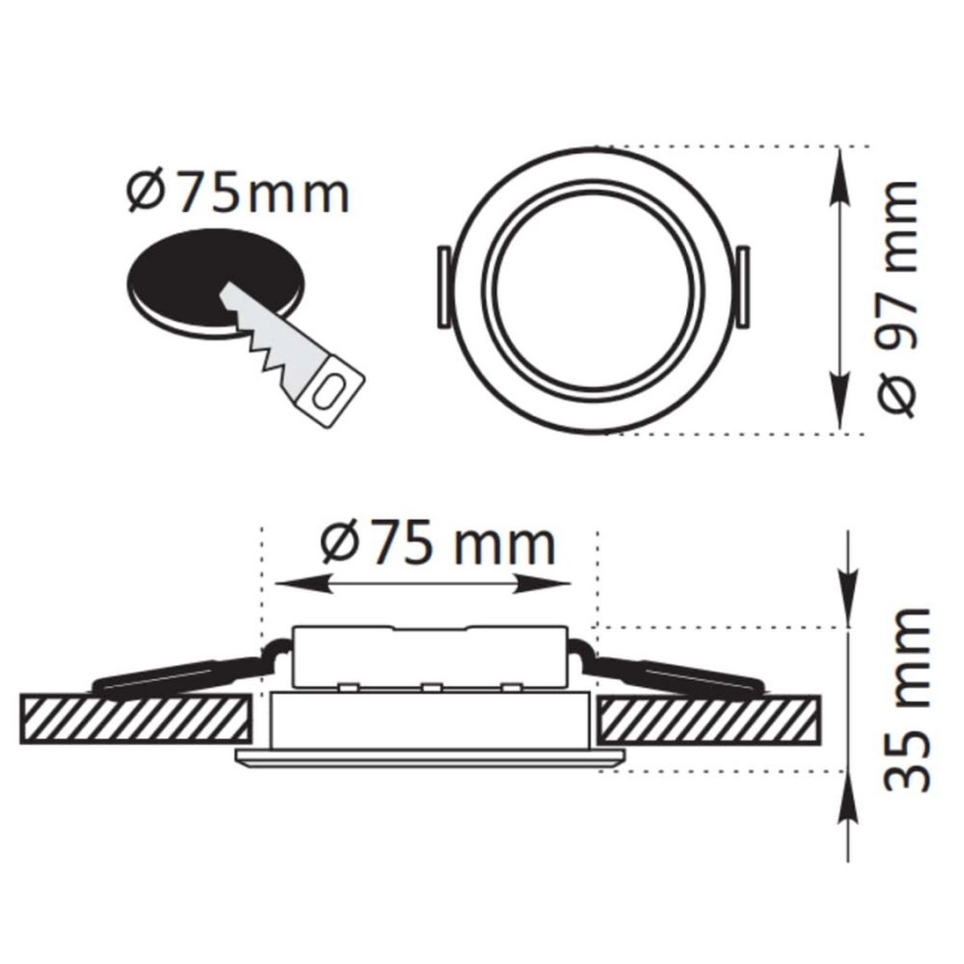LED upotettava valo ZOE LED/4,8W/230V hopea