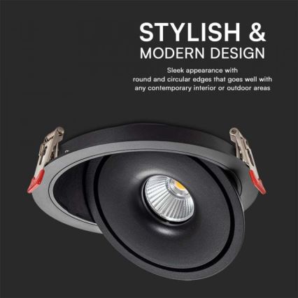 LED Upotettu kohdevalo LED/12W/230V 3000/4000/6400K halkaisija 12 cm musta