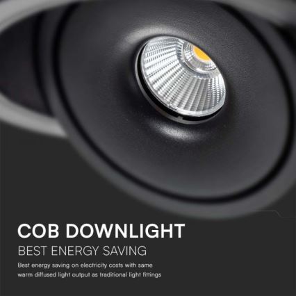 LED Upotettu kohdevalo LED/12W/230V 3000/4000/6400K halkaisija 12 cm musta