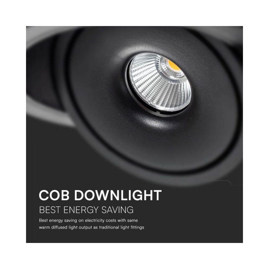LED Upotettu kohdevalo LED/12W/230V 3000/4000/6400K halkaisija 12 cm musta