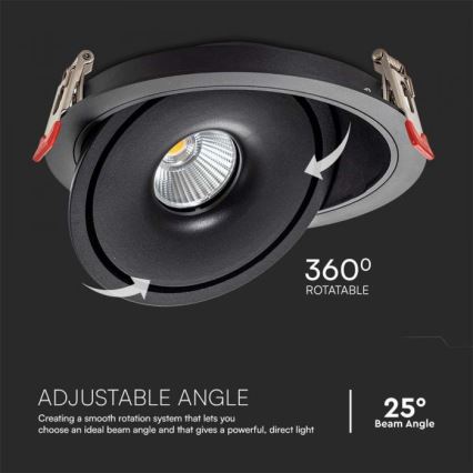 LED Upotettu kohdevalo LED/12W/230V 3000/4000/6400K halkaisija 12 cm musta