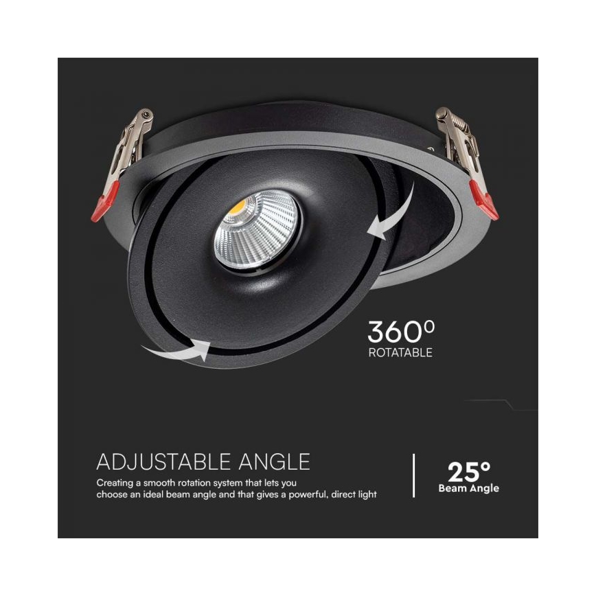 LED Upotettu kohdevalo LED/12W/230V 3000/4000/6400K halkaisija 12 cm musta