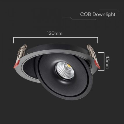 LED Upotettu kohdevalo LED/12W/230V 3000/4000/6400K halkaisija 12 cm musta