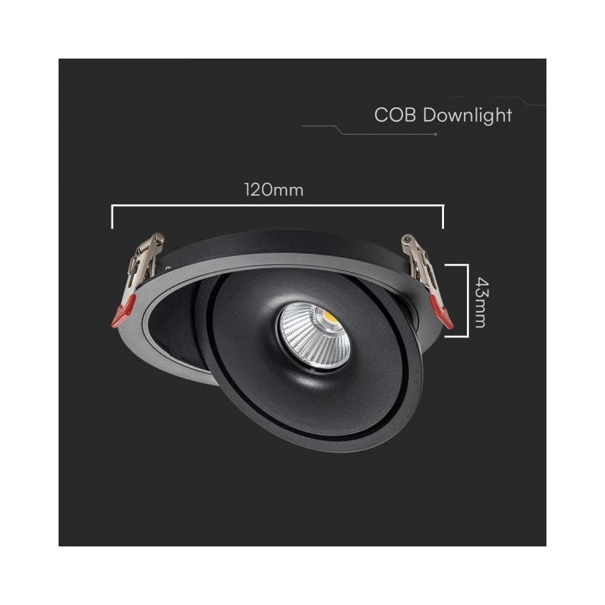 LED Upotettu kohdevalo LED/12W/230V 3000/4000/6400K halkaisija 12 cm musta