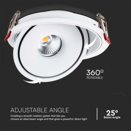 LED Upotettu kohdevalo LED/12W/230V 3000/4000/6400K halkaisija 12 cm valkoinen