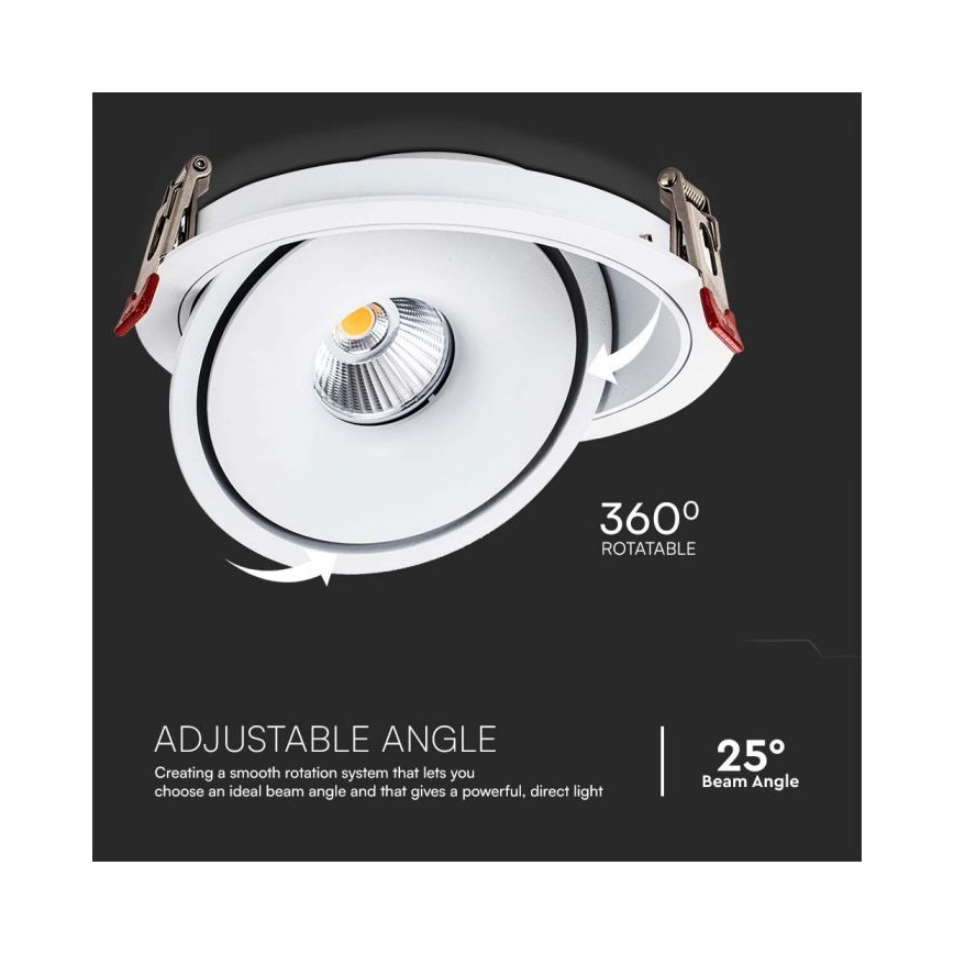 LED Upotettu kohdevalo LED/12W/230V 3000/4000/6400K halkaisija 12 cm valkoinen