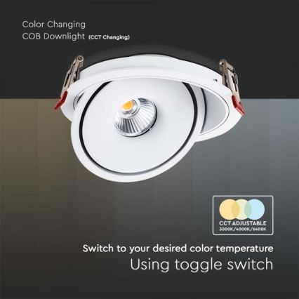 LED Upotettu kohdevalo LED/12W/230V 3000/4000/6400K halkaisija 12 cm valkoinen