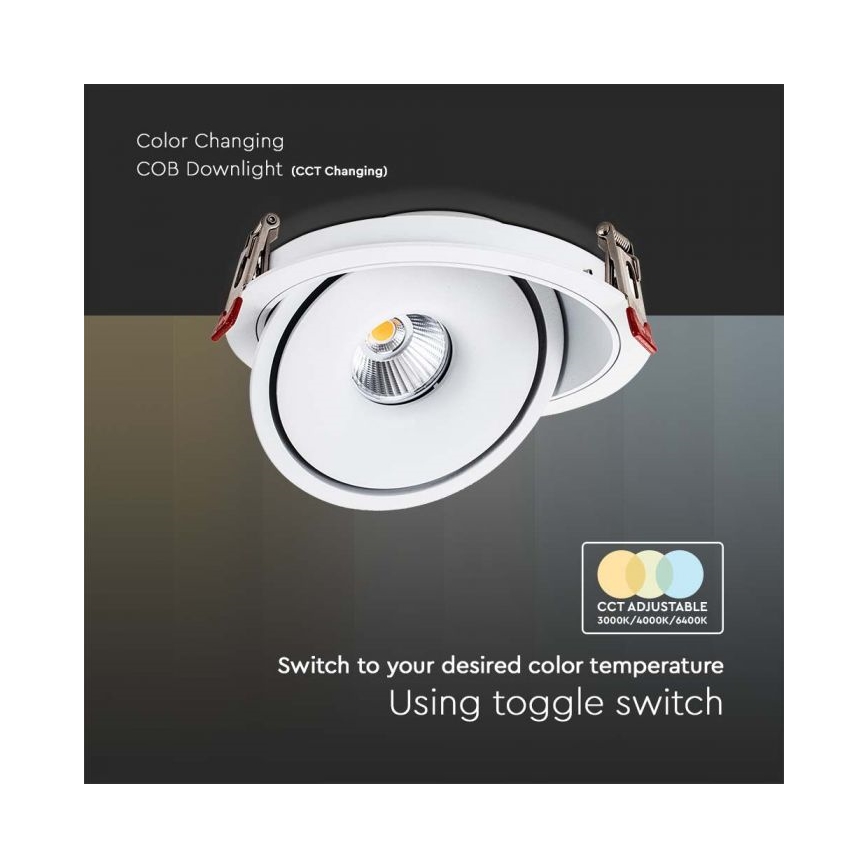 LED Upotettu kohdevalo LED/12W/230V 3000/4000/6400K halkaisija 12 cm valkoinen