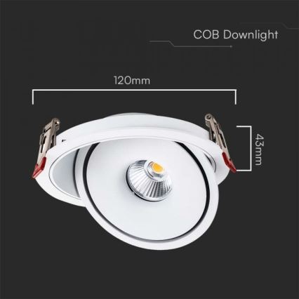 LED Upotettu kohdevalo LED/12W/230V 3000/4000/6400K halkaisija 12 cm valkoinen