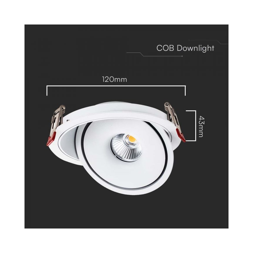 LED Upotettu kohdevalo LED/12W/230V 3000/4000/6400K halkaisija 12 cm valkoinen
