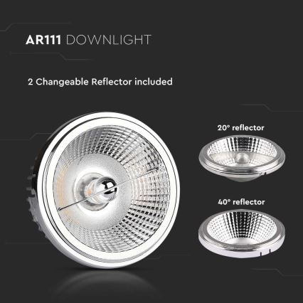 LED Upotettu kohdevalo LED/20W/230V 4000K 40°/20° halkaisija 11 cm kiiltävä kromi