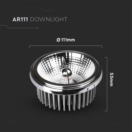 LED Upotettu kohdevalo LED/20W/230V 4000K 40°/20° halkaisija 11 cm kiiltävä kromi