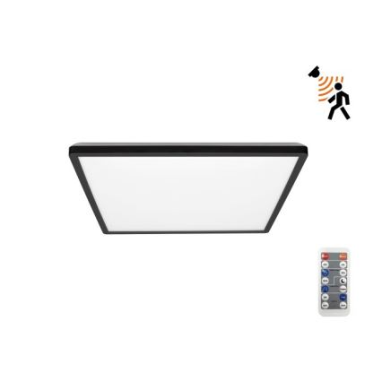 LED Kylpyhuoneen valaisin liike- ja hämärätunnistimella NIVERA LED/12W/230V IP54 3000/4000/6000K 22,5x22,5 cm musta + kauko-ohjaus