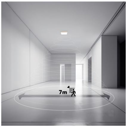 LED Kylpyhuoneen valaisin liike- ja hämärätunnistimella NIVERA LED/12W/230V IP54 3000/4000/6000K 22,5x22,5 cm musta + kauko-ohjaus