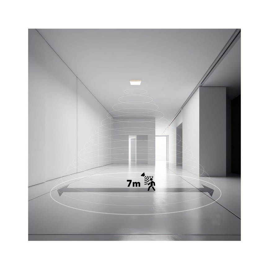 LED Kylpyhuoneen valaisin liike- ja hämärätunnistimella NIVERA LED/12W/230V IP54 3000/4000/6000K 22,5x22,5 cm musta + kauko-ohjaus