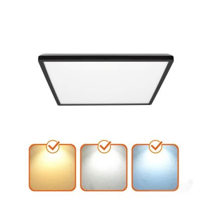 LED Kylpyhuoneen valaisin liike- ja hämärätunnistimella NIVERA LED/12W/230V IP54 3000/4000/6000K 22,5x22,5 cm musta + kauko-ohjaus