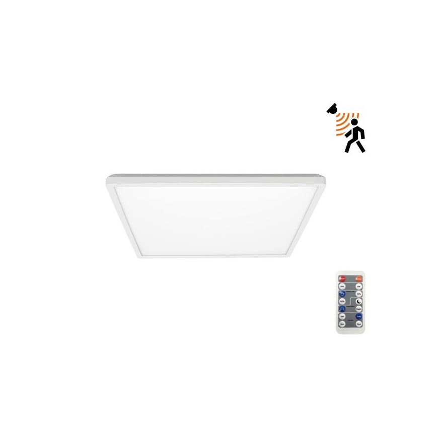 LED Kylpyhuoneen valaisin liike- ja hämärätunnistimella NIVERA LED/12W/230V IP54 3000/4000/6000K 22,5x22,5 cm valkoinen + kauko-ohjaus