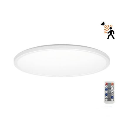 LED Kylpyhuoneen valaisin liike- ja hämärätunnistimella NIVERA LED/18W/230V IP54 3000/4000/6000K halkaisija 30 cm valkoinen + kauko-ohjaus