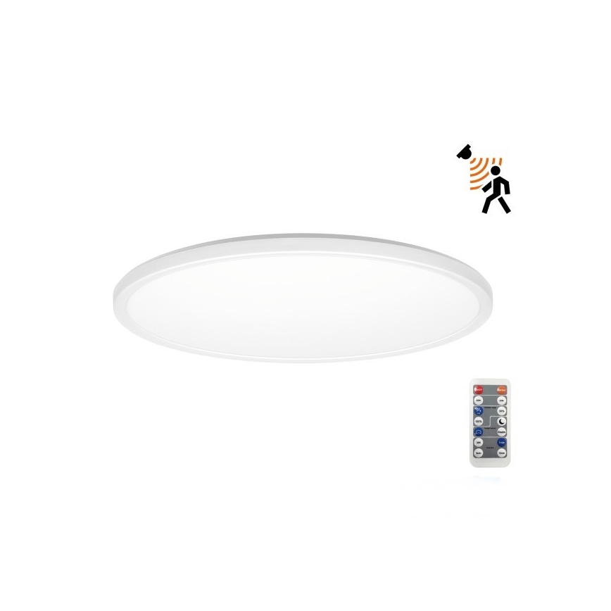LED Kylpyhuoneen valaisin liike- ja hämärätunnistimella NIVERA LED/18W/230V IP54 3000/4000/6000K halkaisija 30 cm valkoinen + kauko-ohjaus