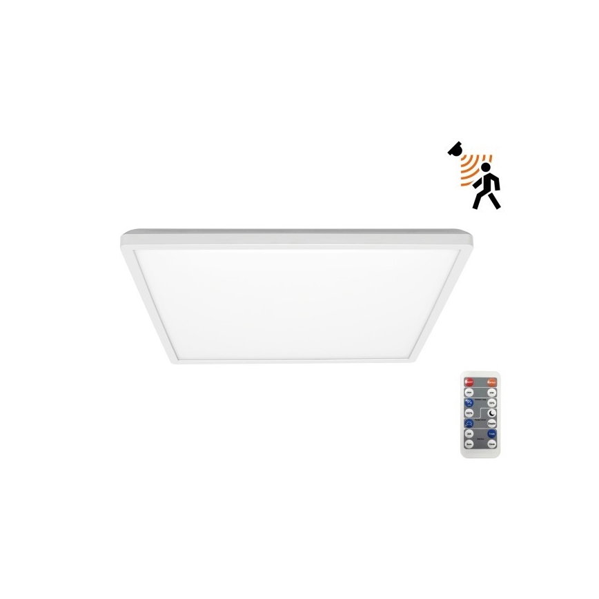 LED Kylpyhuoneen valaisin liike- ja hämärätunnistimella NIVERA LED/24W/230V IP54 3000/4000/6000K 30x30 cm valkoinen + kauko-ohjaus