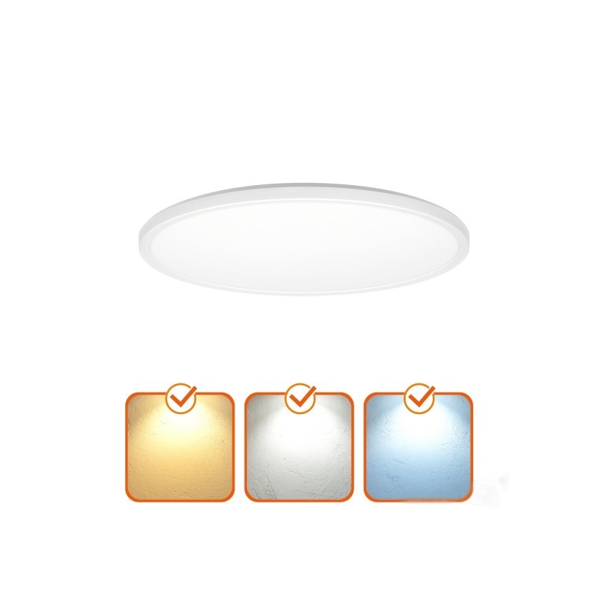 LED Kylpyhuoneen valaisin liike- ja hämärätunnistimella NIVERA LED/24W/230V IP54 3000/4000/6000K halkaisija 30 cm valkoinen + kauko-ohjaus