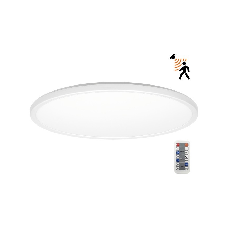 LED Kylpyhuoneen valaisin liike- ja hämärätunnistimella NIVERA LED/32W/230V IP54 3000/4000/6000K halkaisija 42 cm valkoinen + kauko-ohjaus