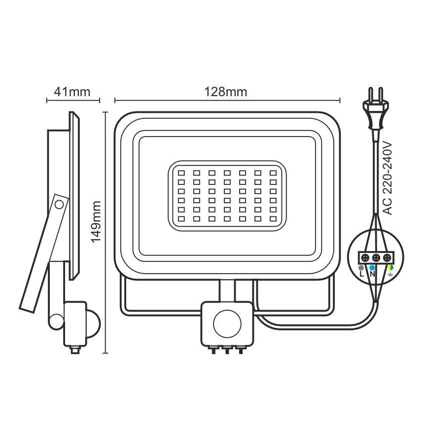 LED-valonheitin anturilla LED/20W/230V 4000K IP44
